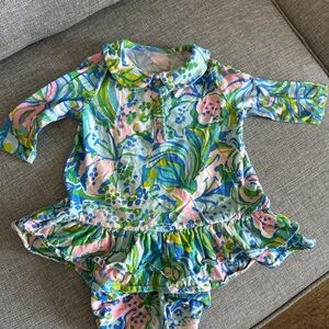 Lilly Pulitzer Kids Floral Dress - Blue, Green, Pink